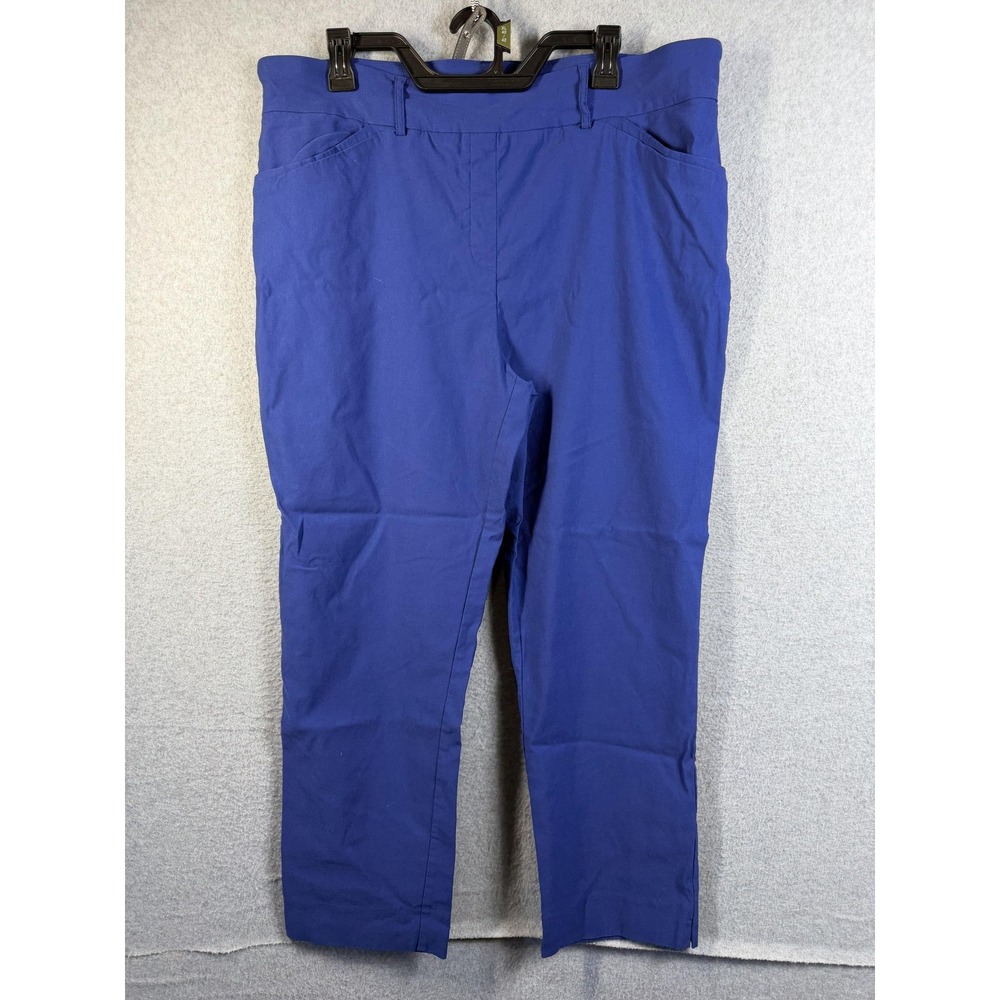 Hilary Radley Pants Womens XXL Blue Ponte Ankle Pull On Stretch Pockets Casual